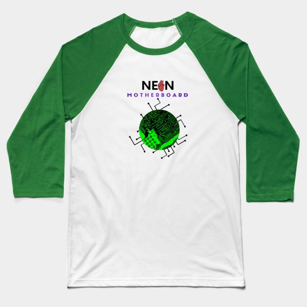 NEON MOTHERBOARD Baseball T-Shirt by damienlamar